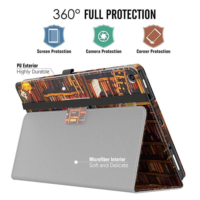 Case Fits AllNew  Fire HD 10 Tablet 7th Generation and 9th Generation 2017 and 2019 Release Slim Folding Stand Cover with Auto WakeSleep for Fire HD 101 Bookshelf