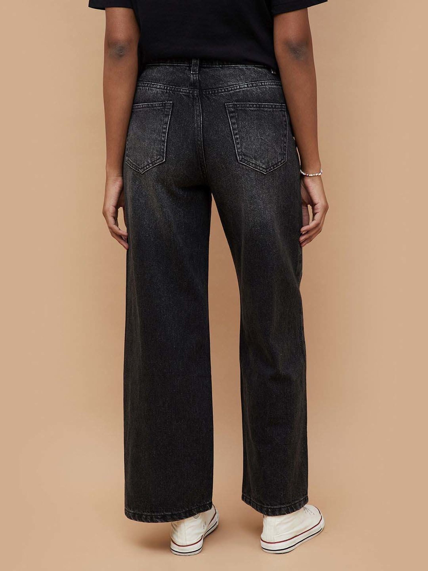 Fame Forever by Lifestyle Black Cotton Mid Rise Flared Jeans