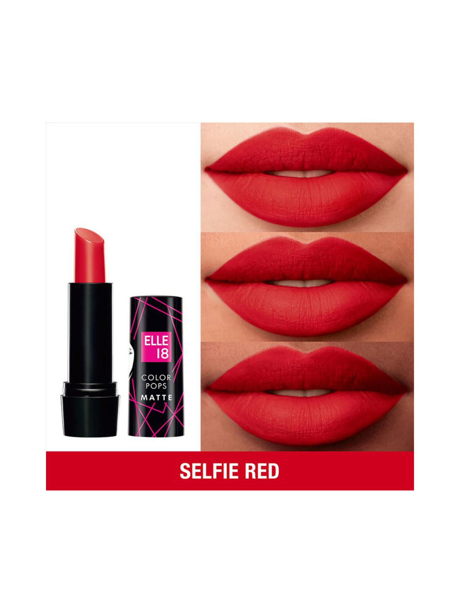 Elle 18 Color Pops Matte Lipstick R34 Selfie Red - 4.3 gm