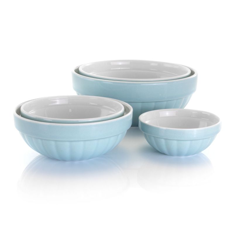 Gibson Home Plaza Cafe 5 Piece Assortment Round Stoneware Bowl Set in Blue