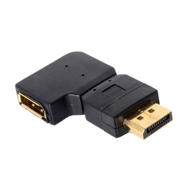 Jimier Left Angled 90 Degree DisplayPort Male to Female Extension Adapter Standard DP DP-086-LE