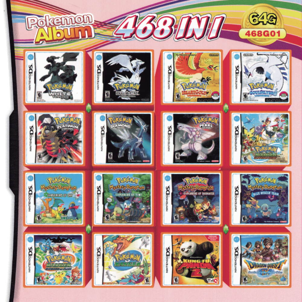 468 in 1 NDS Games Cartridge Gaming for Nintendo DS DS Lite DSi 3DS 2DS