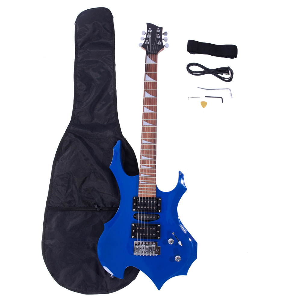 New Blue Flame Type Beginner Practice Right-Handed Electric Guitar Set