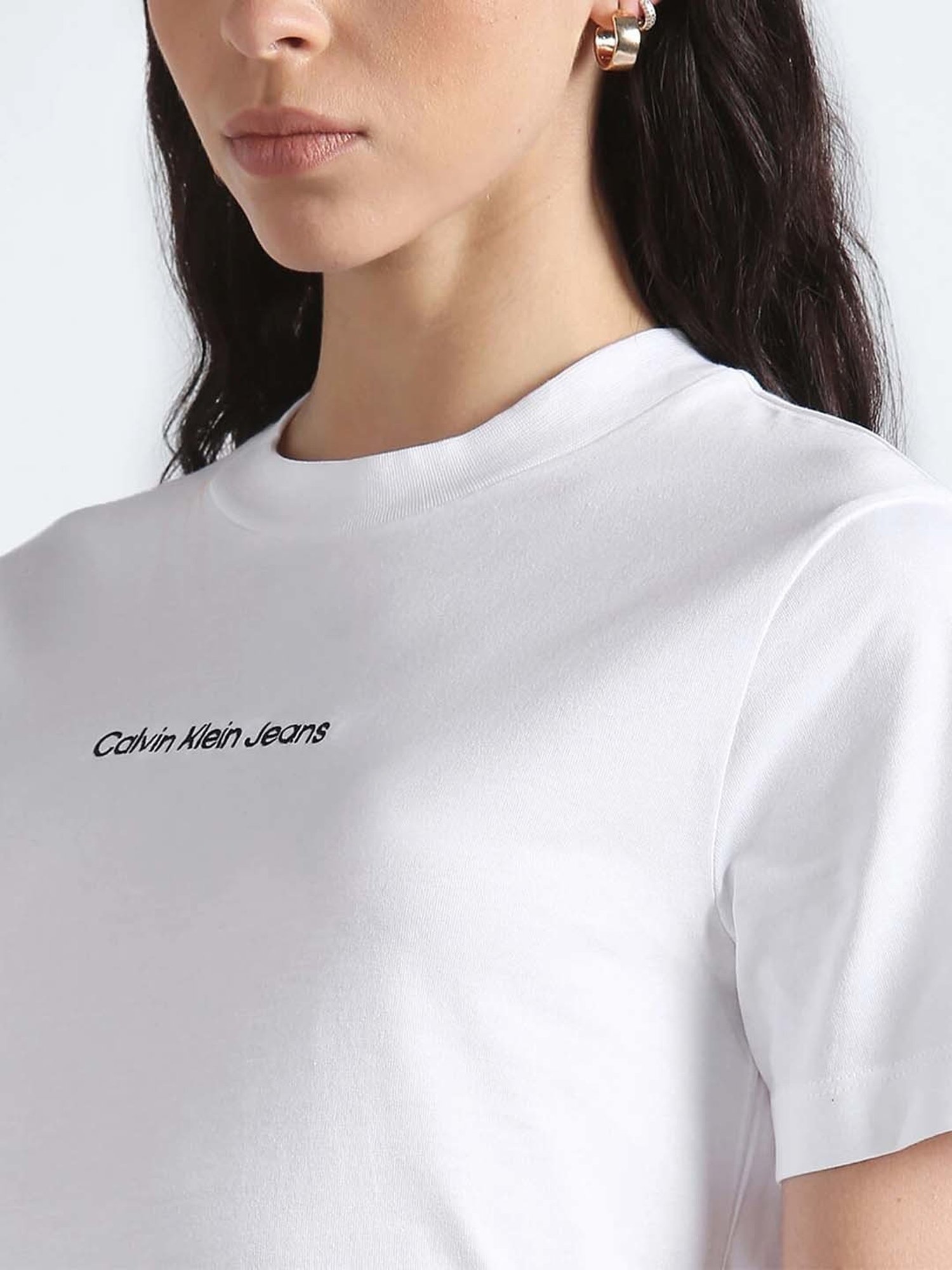 Calvin Klein Bright White Embroidery Regular Fit T-Shirt