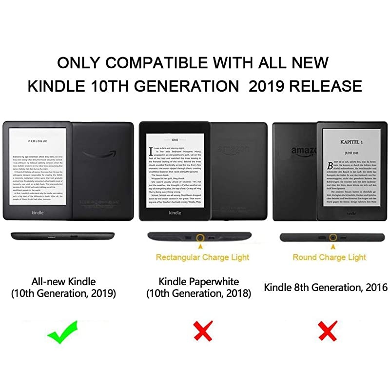 All New Kindle Case 10th Generation 6.0-inch 2019 Leather Cover with Hand Strap Slim Fit Lightweight [Auto Wake/Sleep Function] Case for  Kindle 10th Gen J9G29R Edition