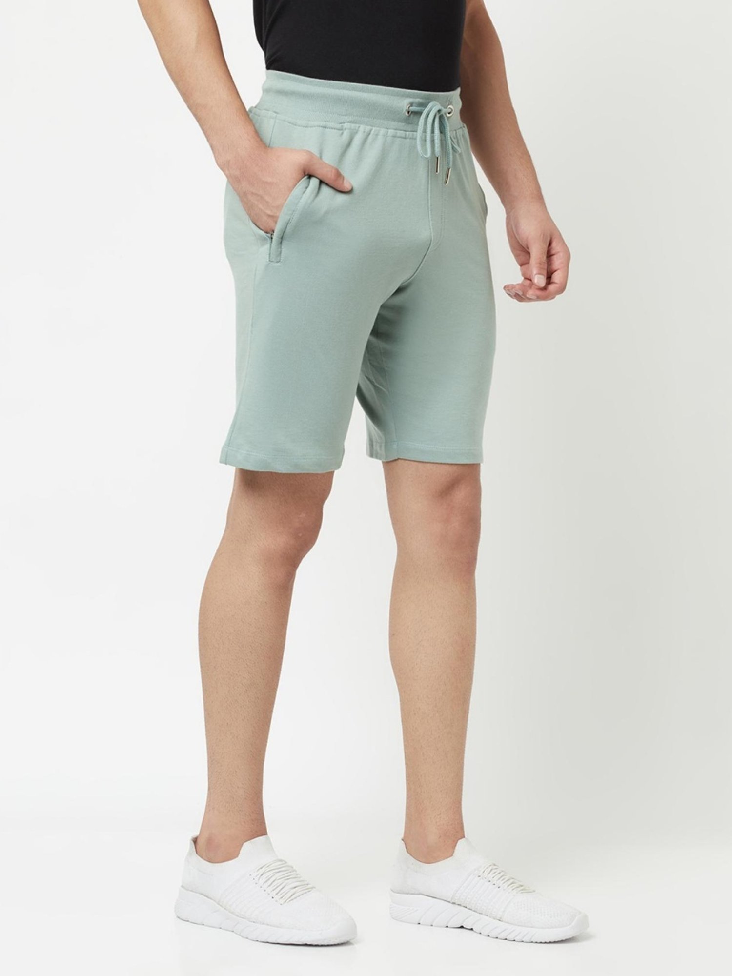 The Daily Outfits Sky Blue Cotton Regular Fit Shorts