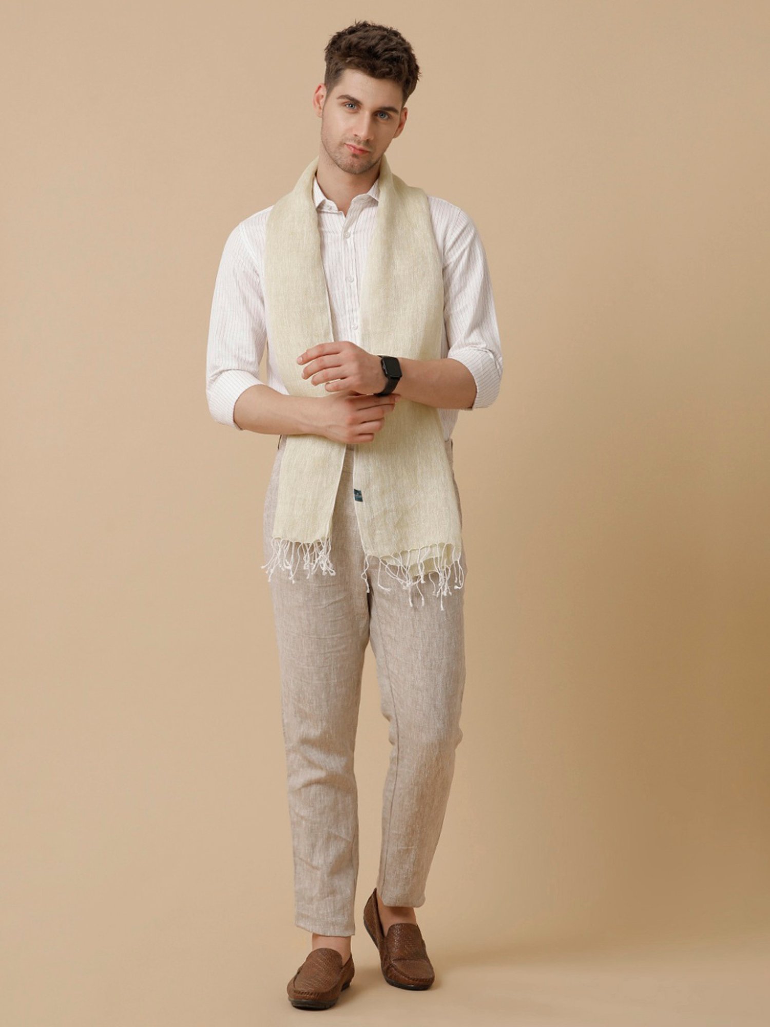 Linen Club Yellow Solid Stole