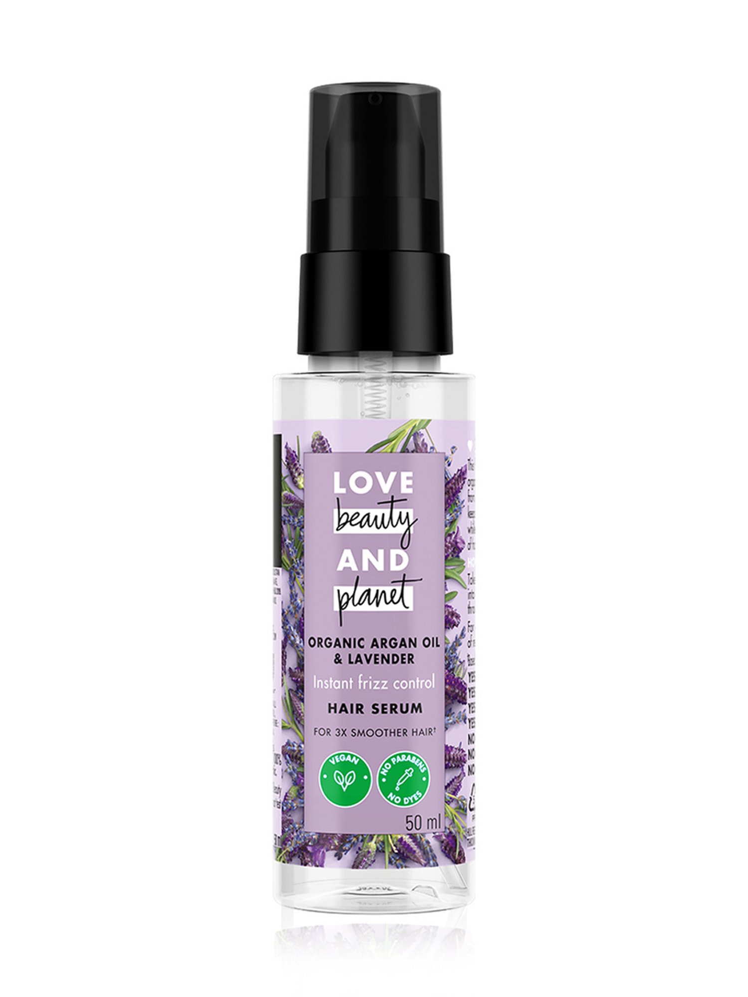 Love Beauty & Planet Organic Argan Oil & Lavender Hair Serum for Frizz Free Hair - 50 ml