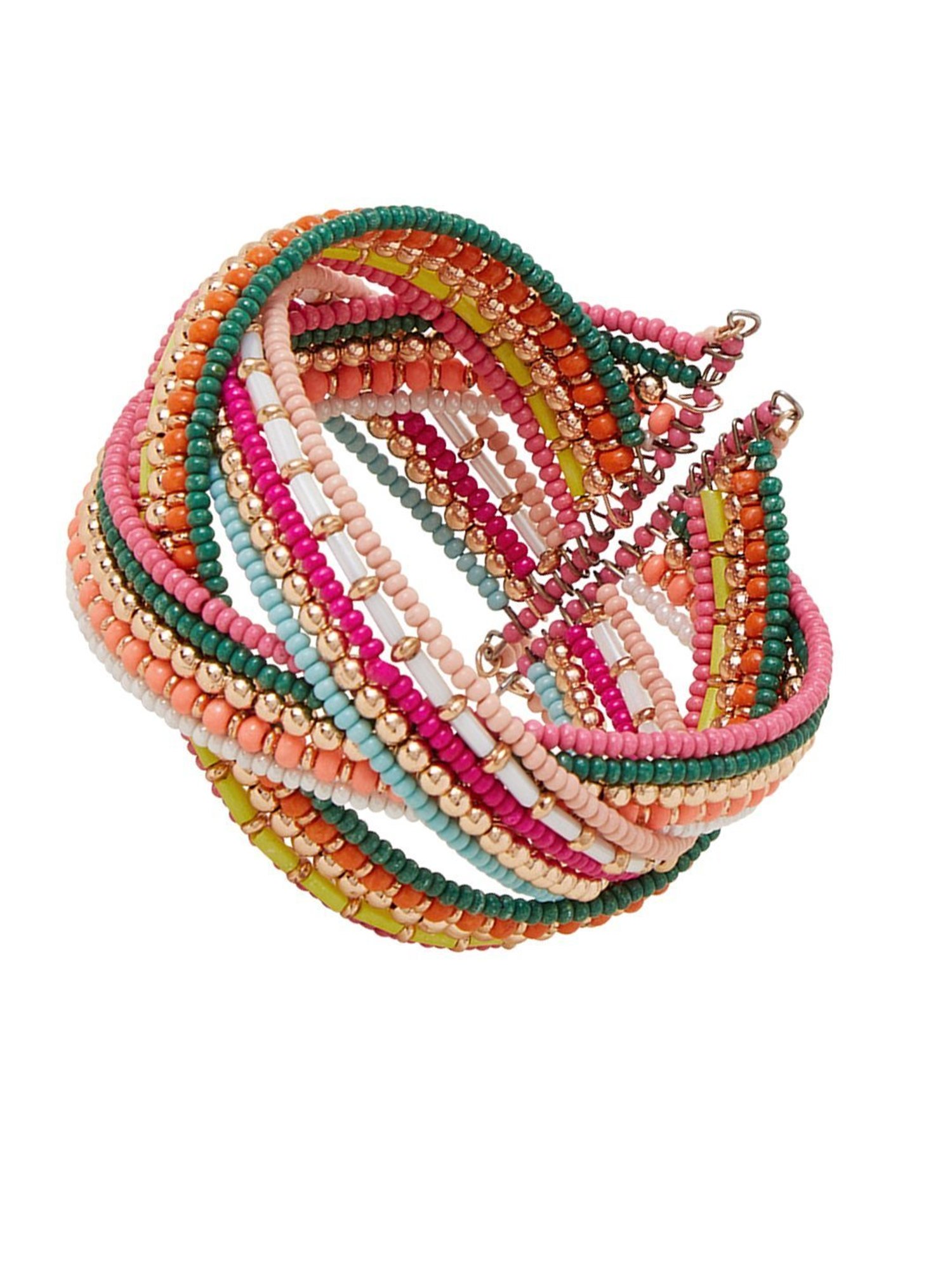 Accessorize London Women's Multi Beaded Woven Cuff Bracelet