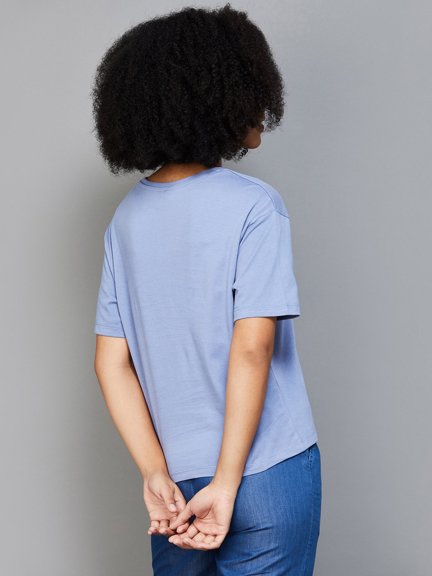 Fame Forever by Lifestyle Blue & Black Cotton Graphic Print T-Shirt