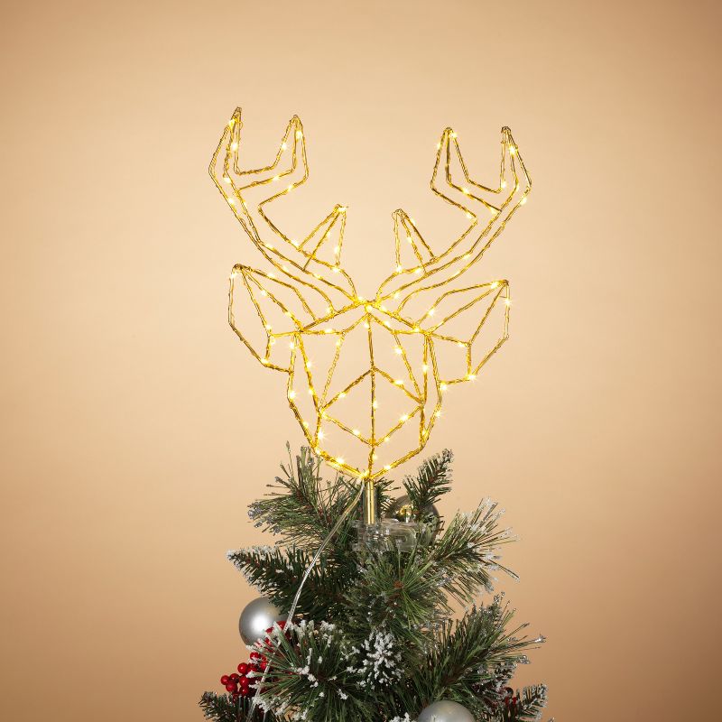 Gerson International 14.5-inch Tall LED Wrapped Electric Deer Head Tree Topper