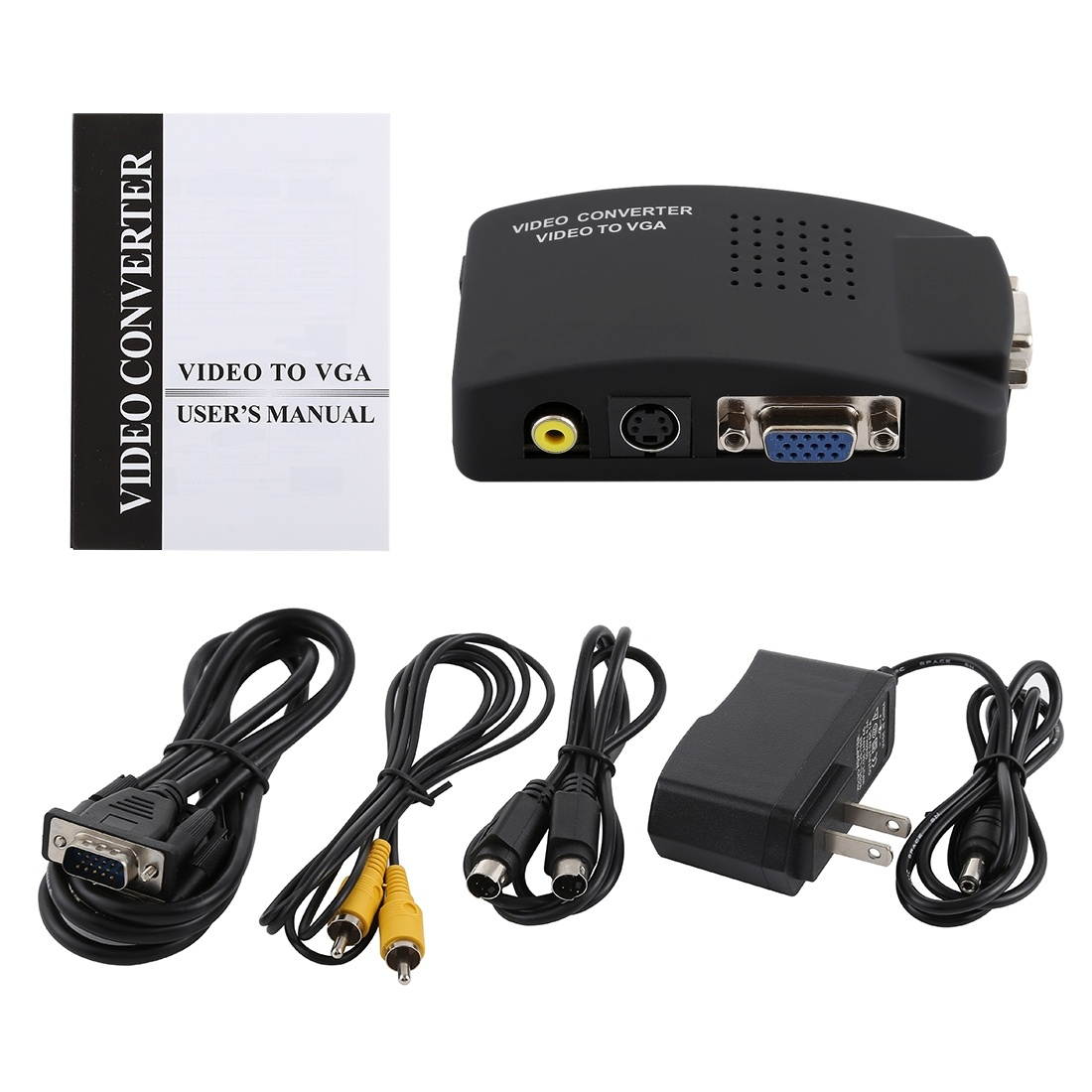 High Resolution (BNC) Video and S-Video to VGA Conversion(Black)
