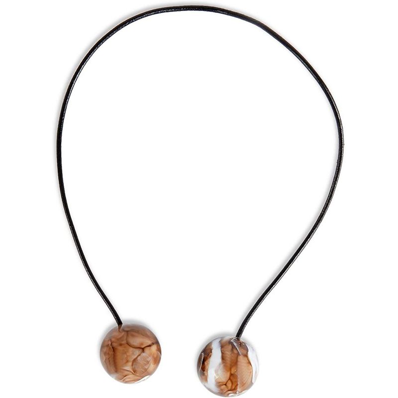 Okuna Outpost 2 Pairs Magnetic Round Buckle Window Curtain Tiebacks, Brown Holdbacks for Drapes (17 in)