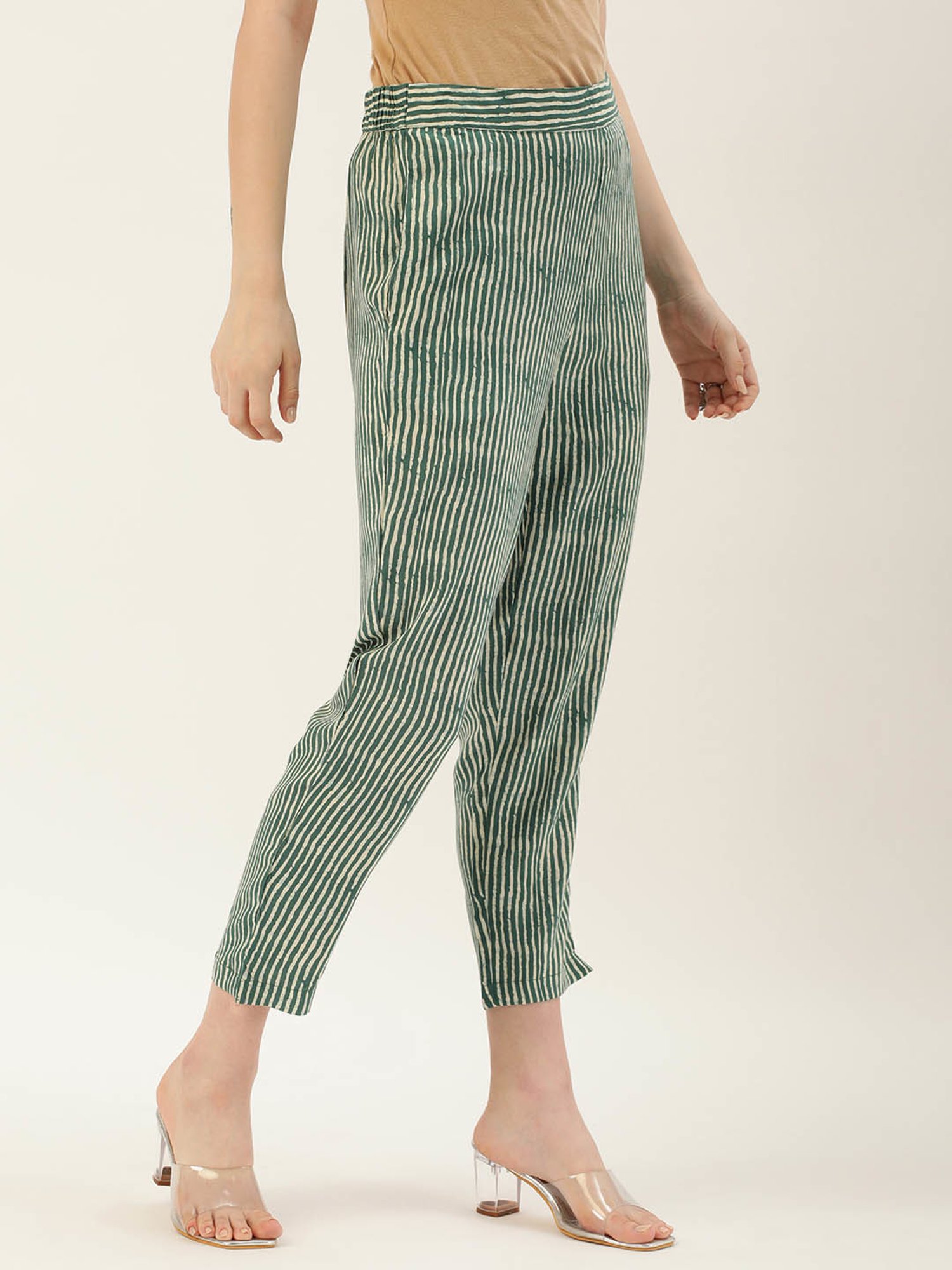 Amukti Green Striped Pants