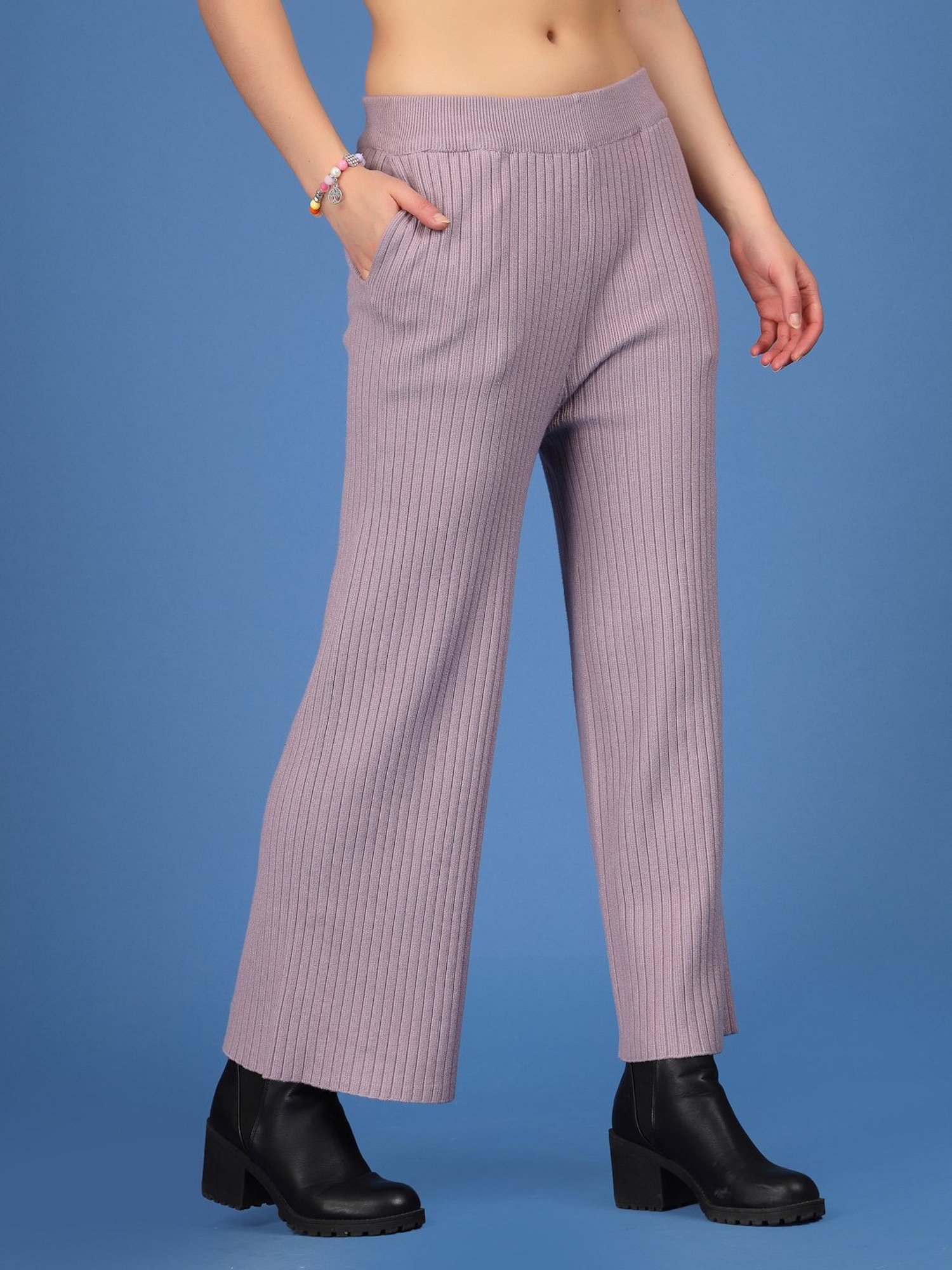 Mafadeny Mauve Regular Fit Mid Rise Palazzos