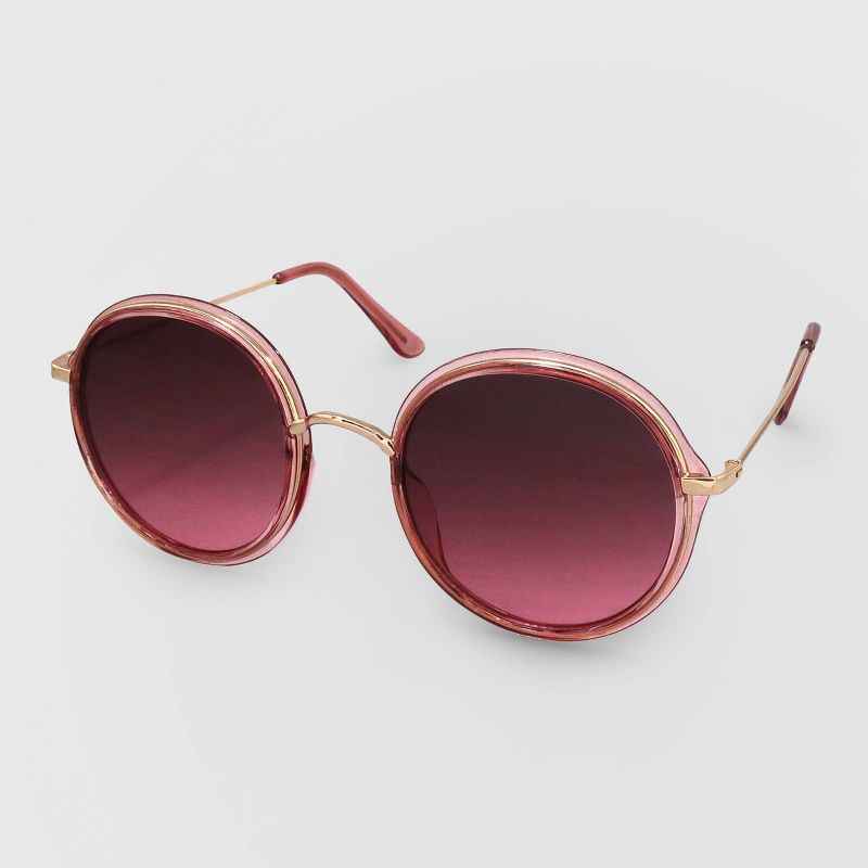 Women's Round Metal Plastic Combo Silhouette Sunglasses - Wild Fable™ Pink