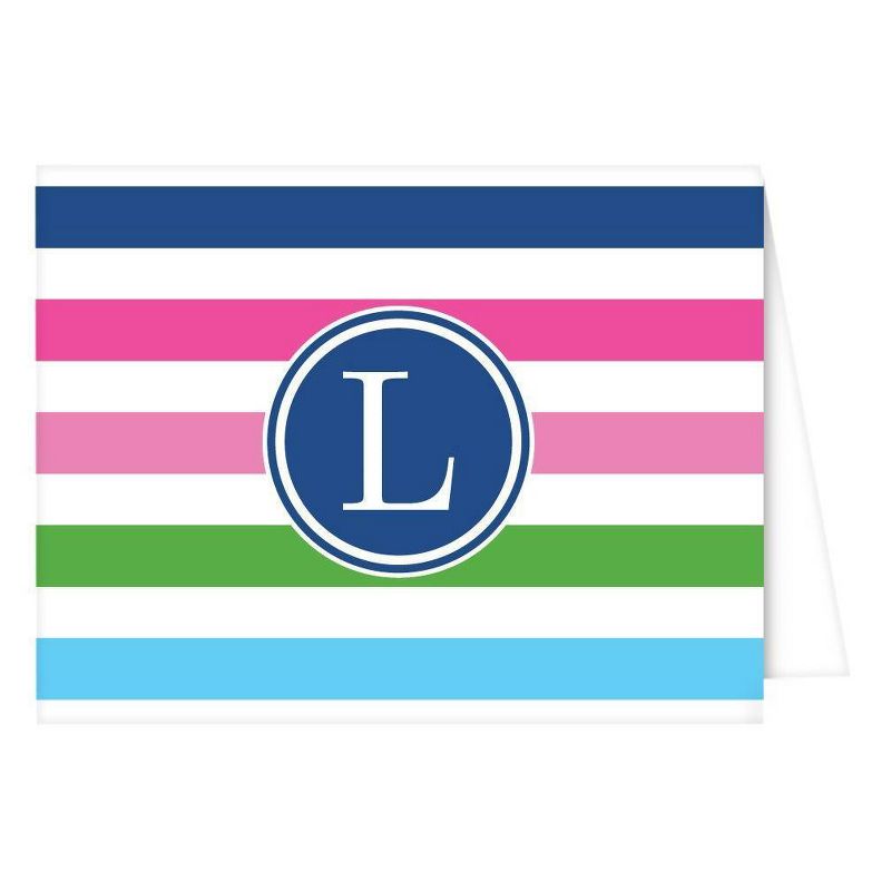 Folded Notes - Preppy Stripe Monogram - L