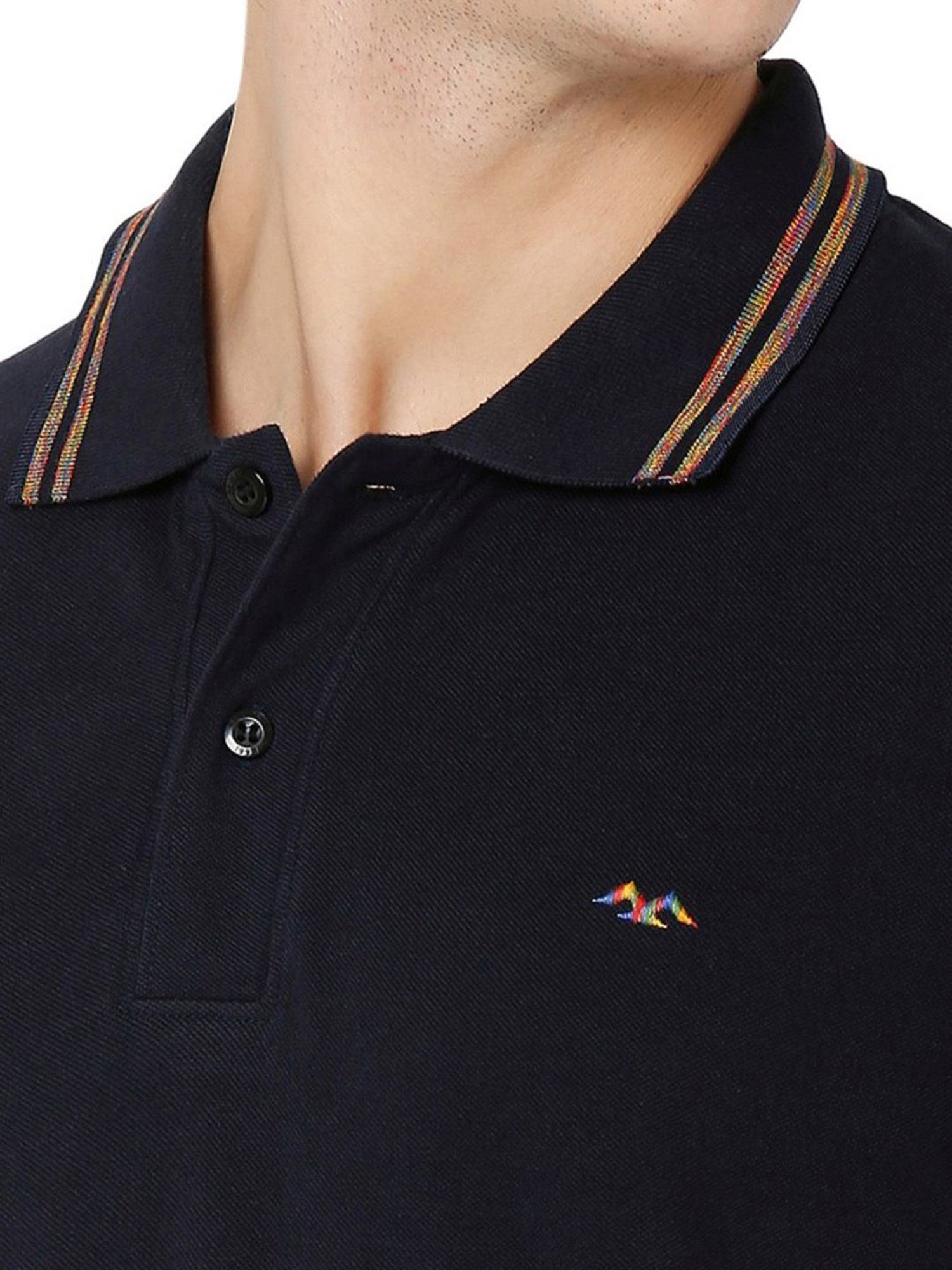 Mufti Navy Cotton Slim Fit Polo T-Shirt