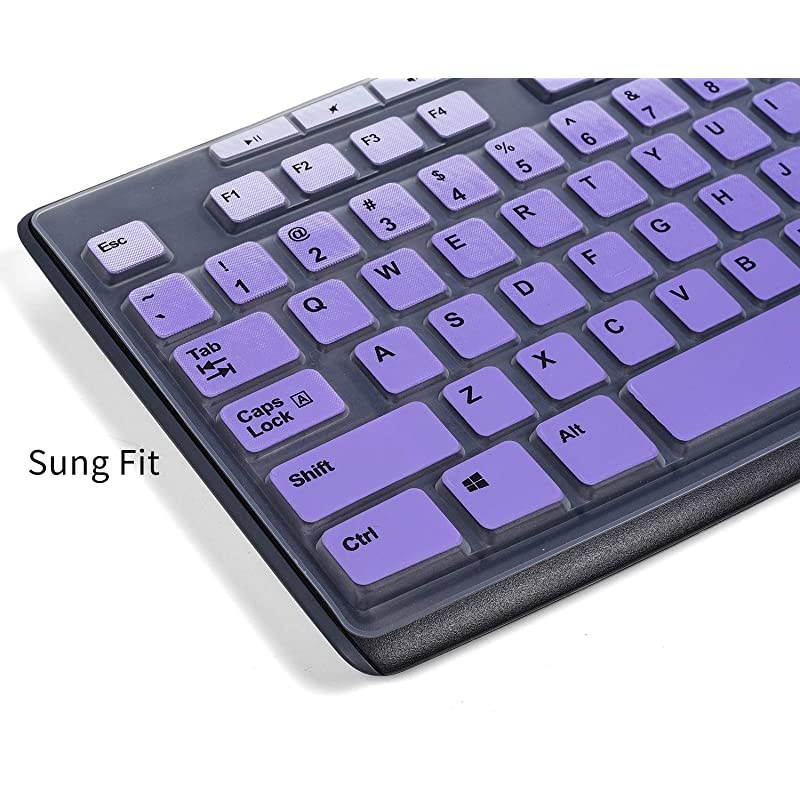 Keyboard Cover Skin Compatible with Logitech K270 MK270 Wireless Keyboard Logitech K200 K260 MK260 Keyboard Protector Logitech Anti Dust Waterproof Keyboard Accessories Ombre Purple