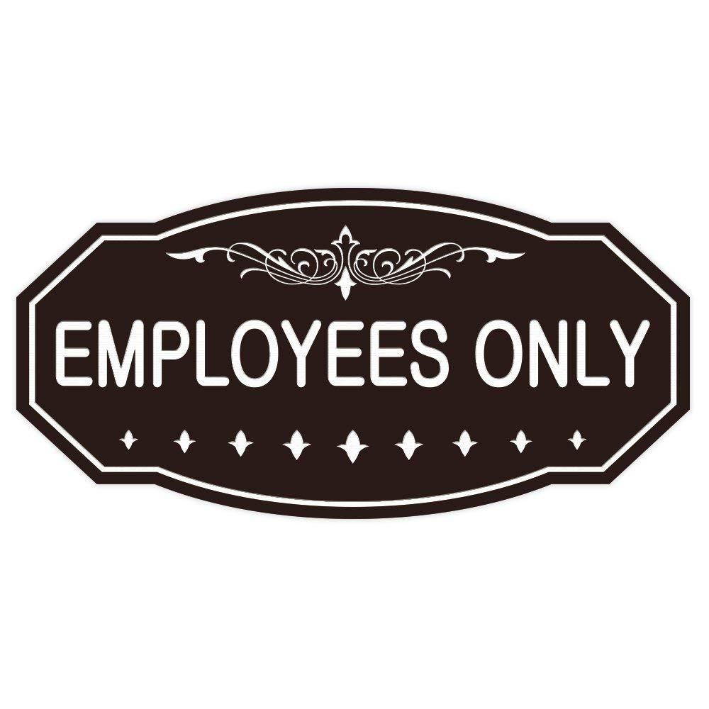 EMPLOYEES ONLY Victorian Door/Wall Sign (Dark Brown) - Small 3" x 6"
