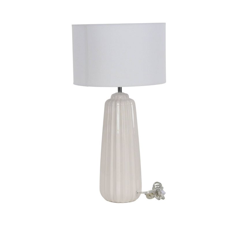 24" x 13" Ceramic Tapered Cylindrical Table Lamp White - Olivia & May