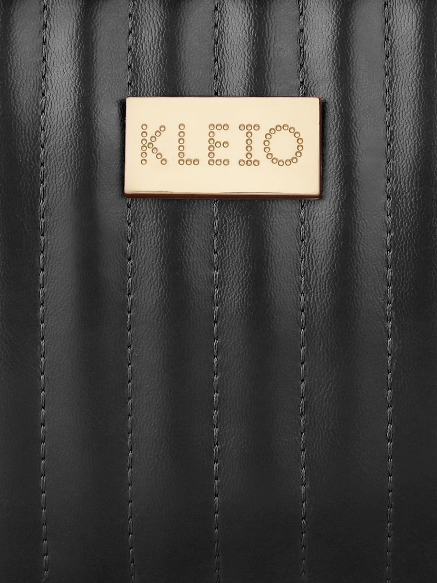 KLEIO Black Textured Medium Sling Handbag