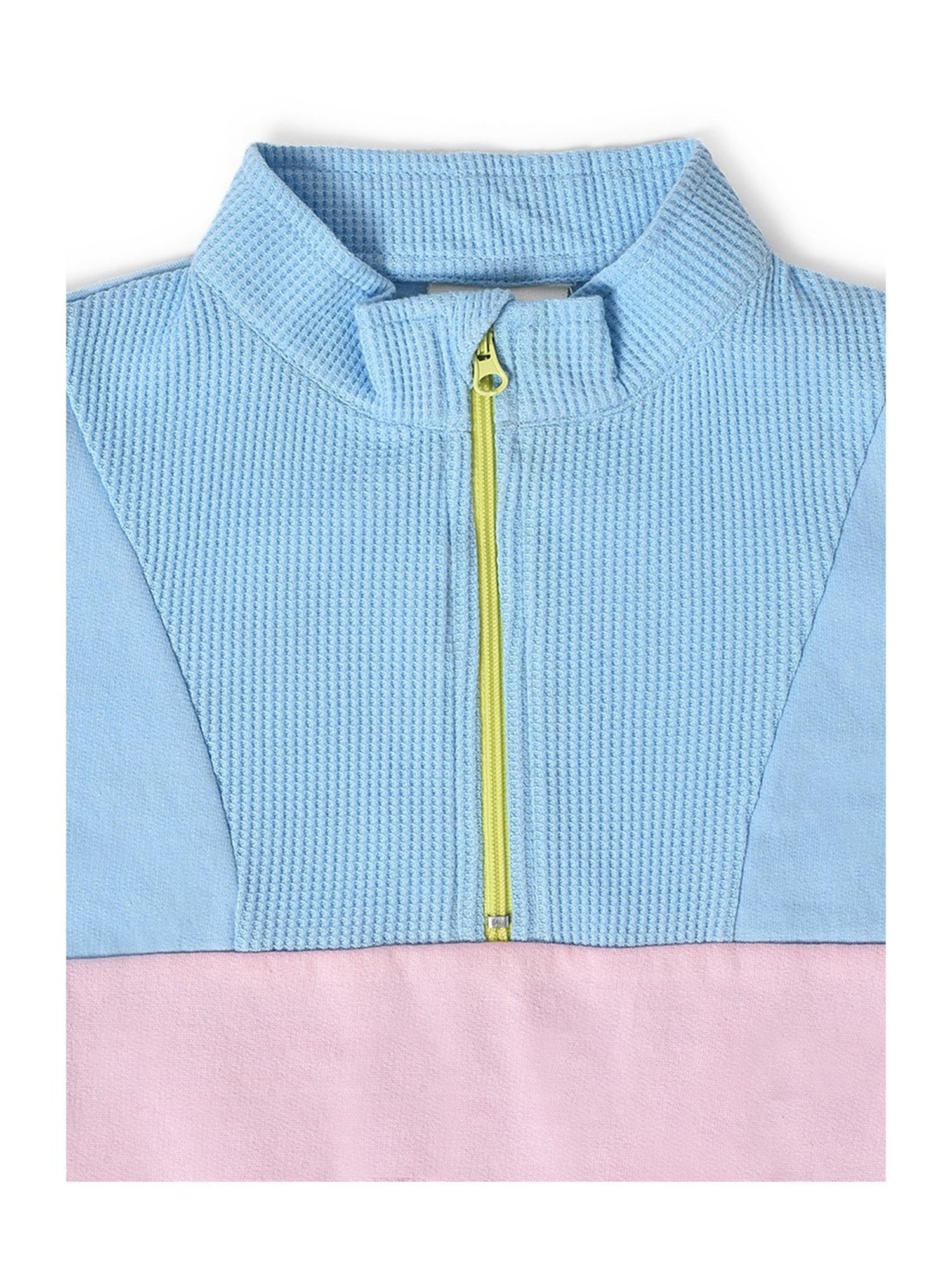 MiArcus Kids Sky Blue & Pink Color Block Full Sleeves Sweatshirt with Joggers