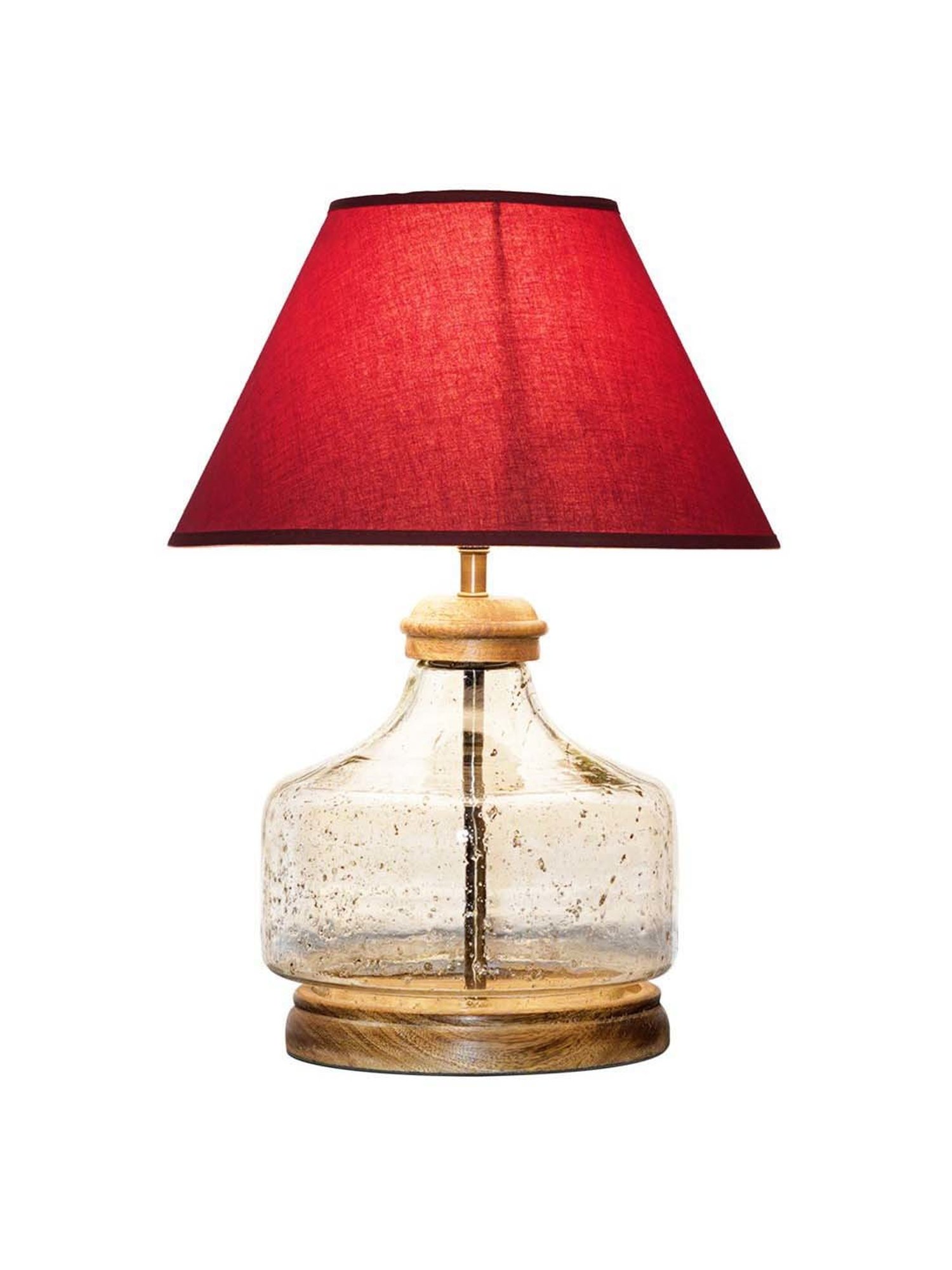 Kapoor Lamp Shades Clear & Brown Glass Tuscan Table Lamp With Cotton Shade