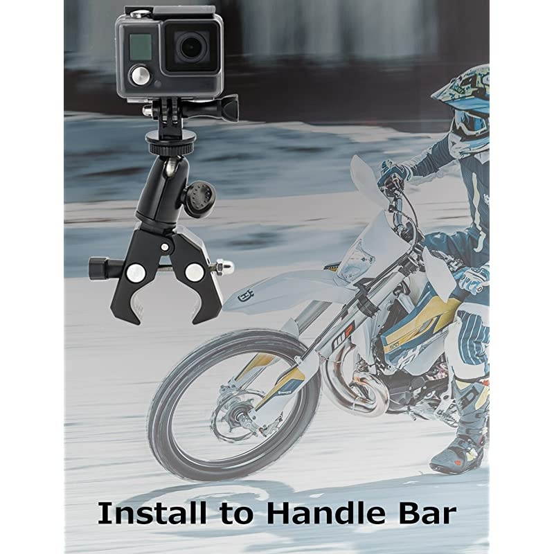 Motorcycle Bike Handlebar Mount with 1/4 Thread Camera 360 Degree Rotation for GoPro Hero 9/8/7/6/5/4/3+/3/2/1