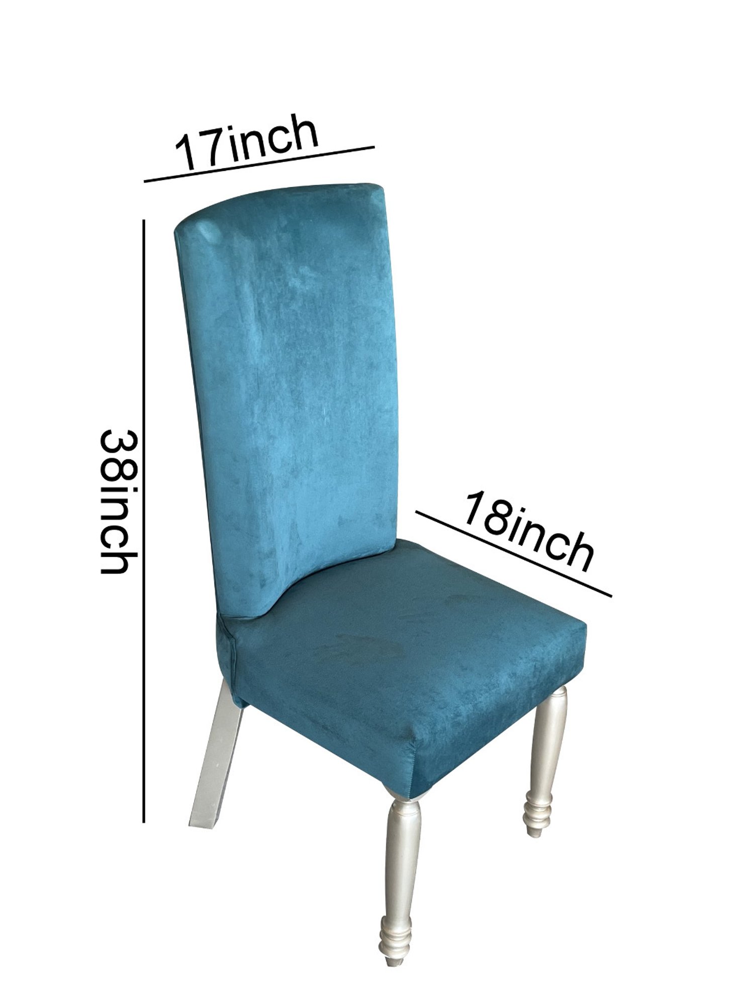 Ikiriya Oliver Solid Silver & Turquoise Wood Dining Chair Turquoise Sea Velvet Finish - Set of 2
