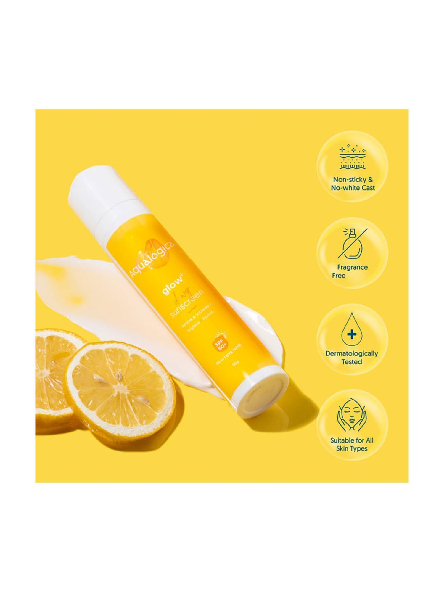 Aqualogica Glow+ Dewy Sunscreen with SPF 50 - 50 gm