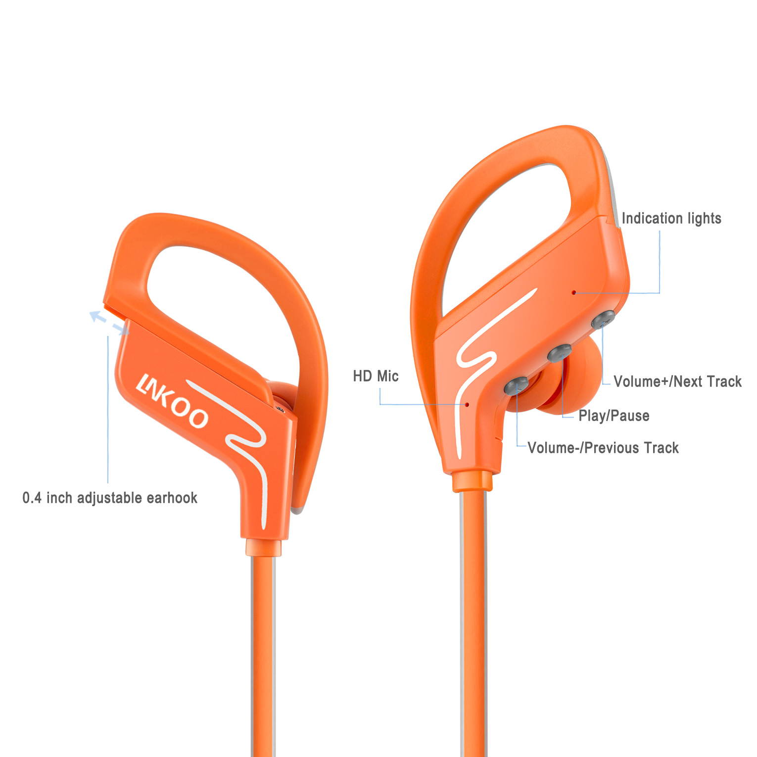 Bluetooth Wireless Sports Headset,Running Sweatproof Earbuds - Stereo Bass - Noise Isolation - In EAR