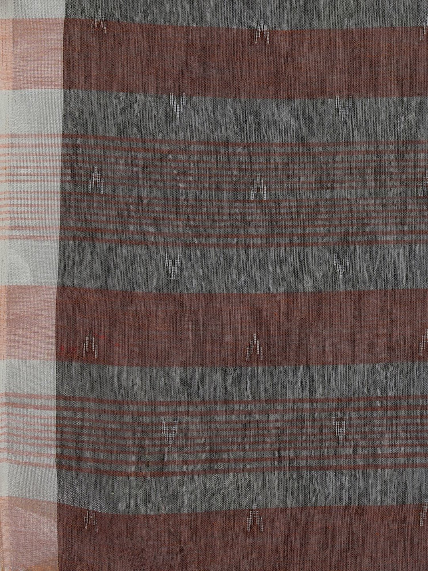 Elora Brown Linen Woven Saree With Unstitched Blouse