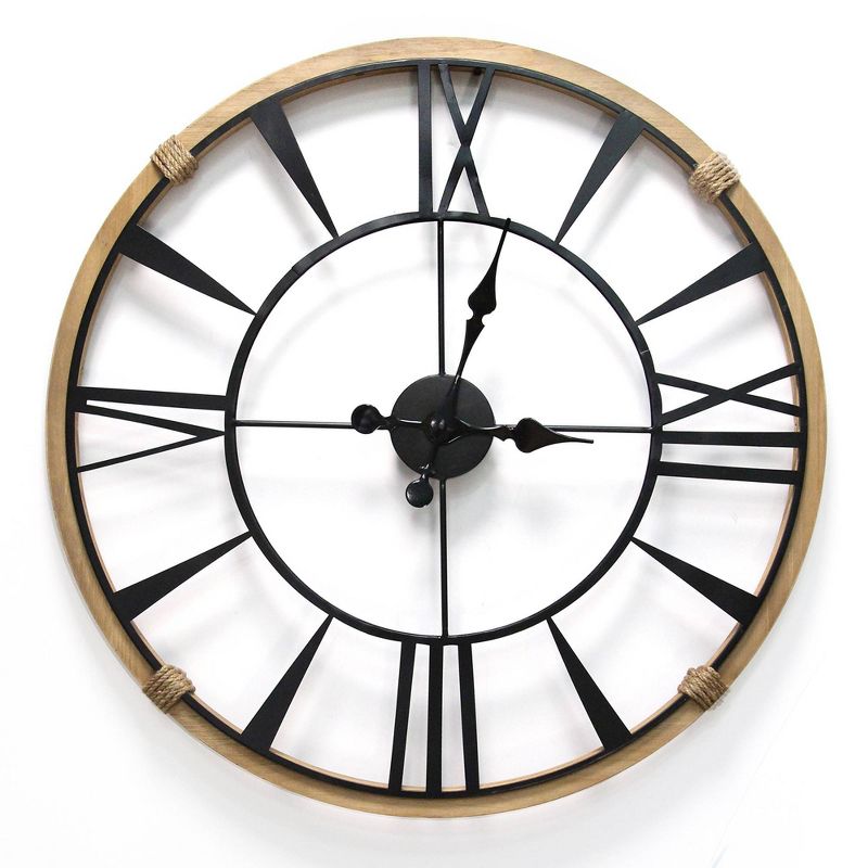 29.5" Columbus Wall Clock Natural/Black - Stratton Home Décor