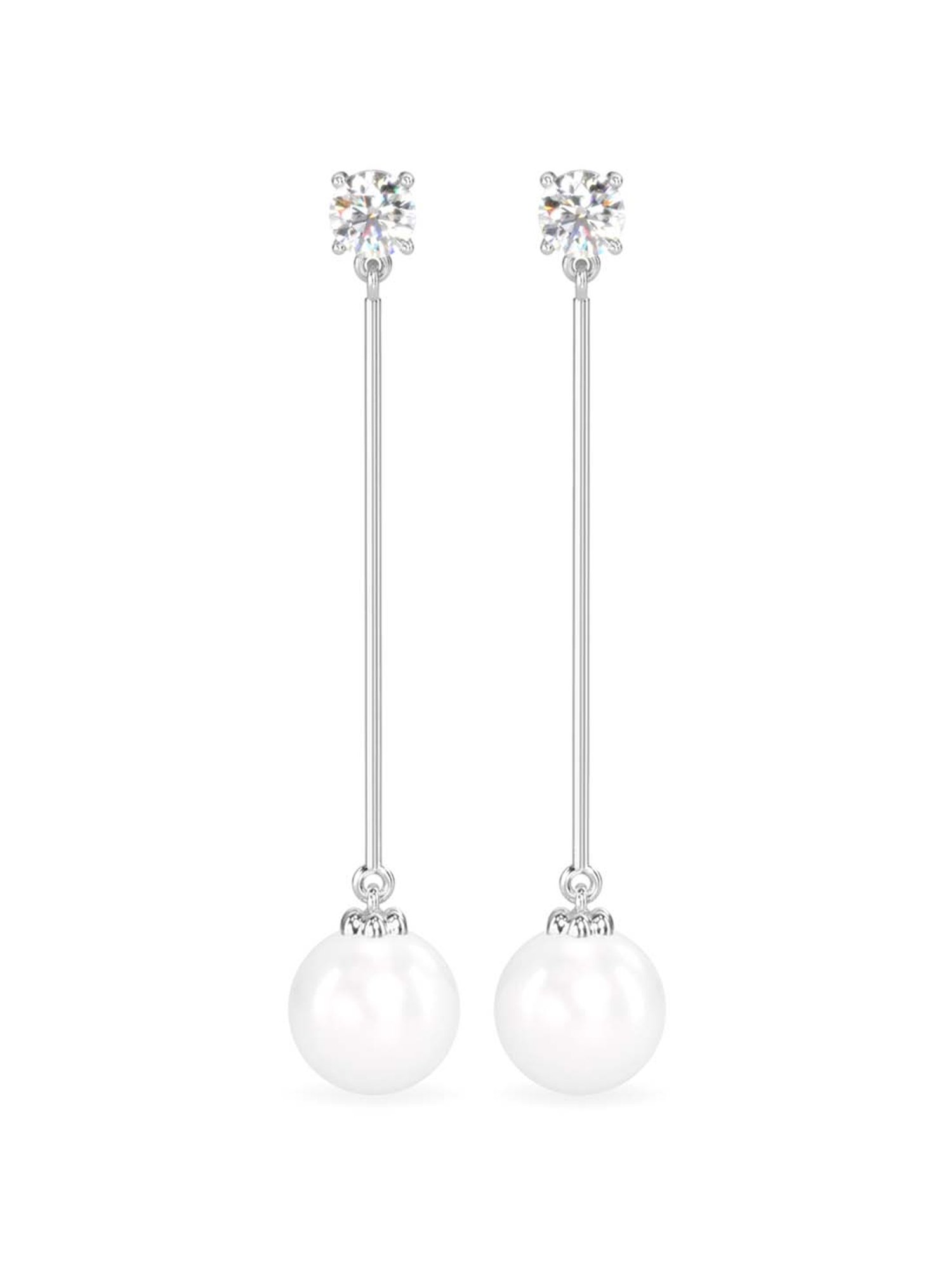 Clara 92.5 Sterling Silver Rhodium-Plated Swiss Zirconia Yua Earrings
