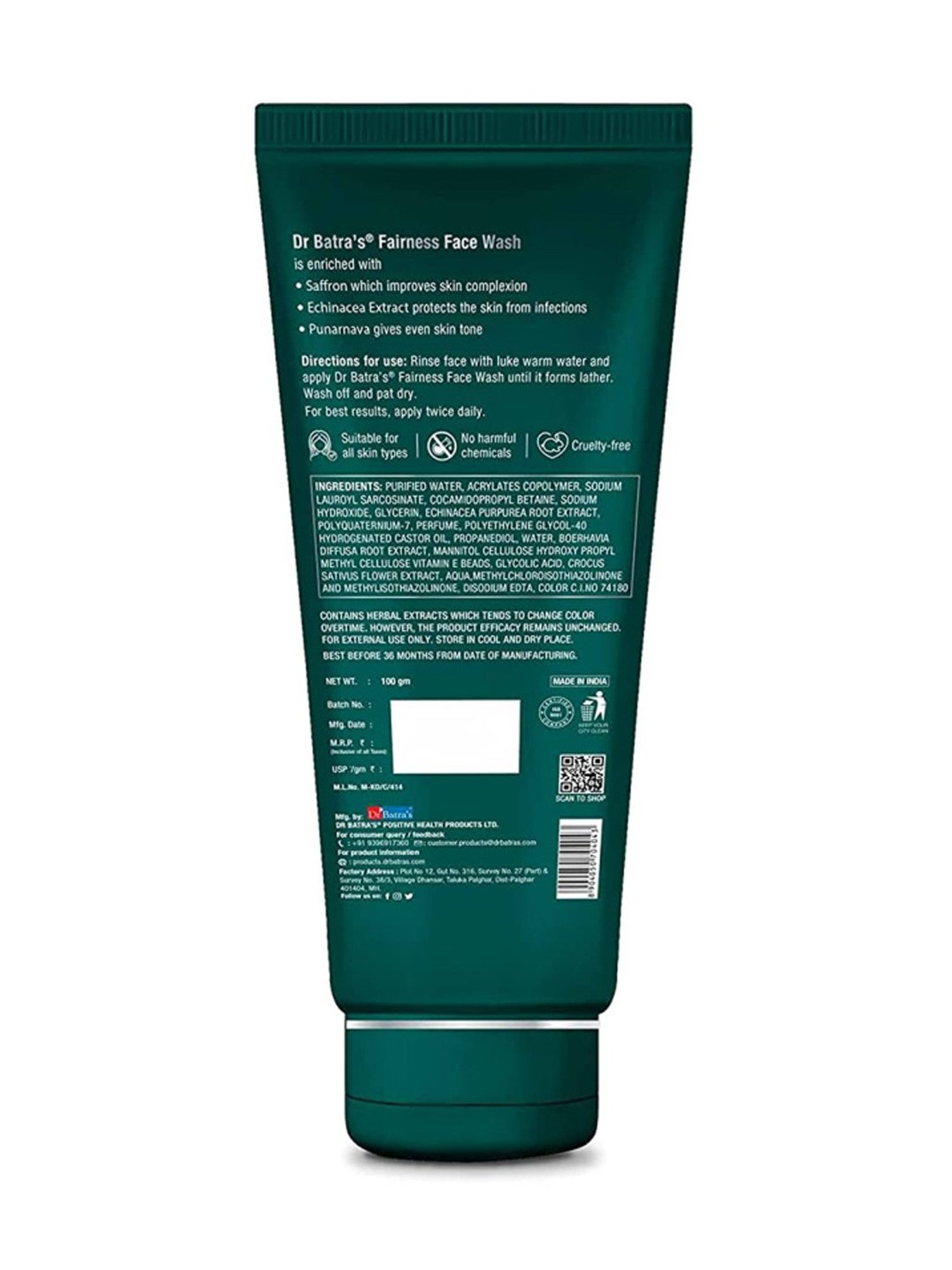 Dr. Batra's Fairness Face Wash - 100 gm