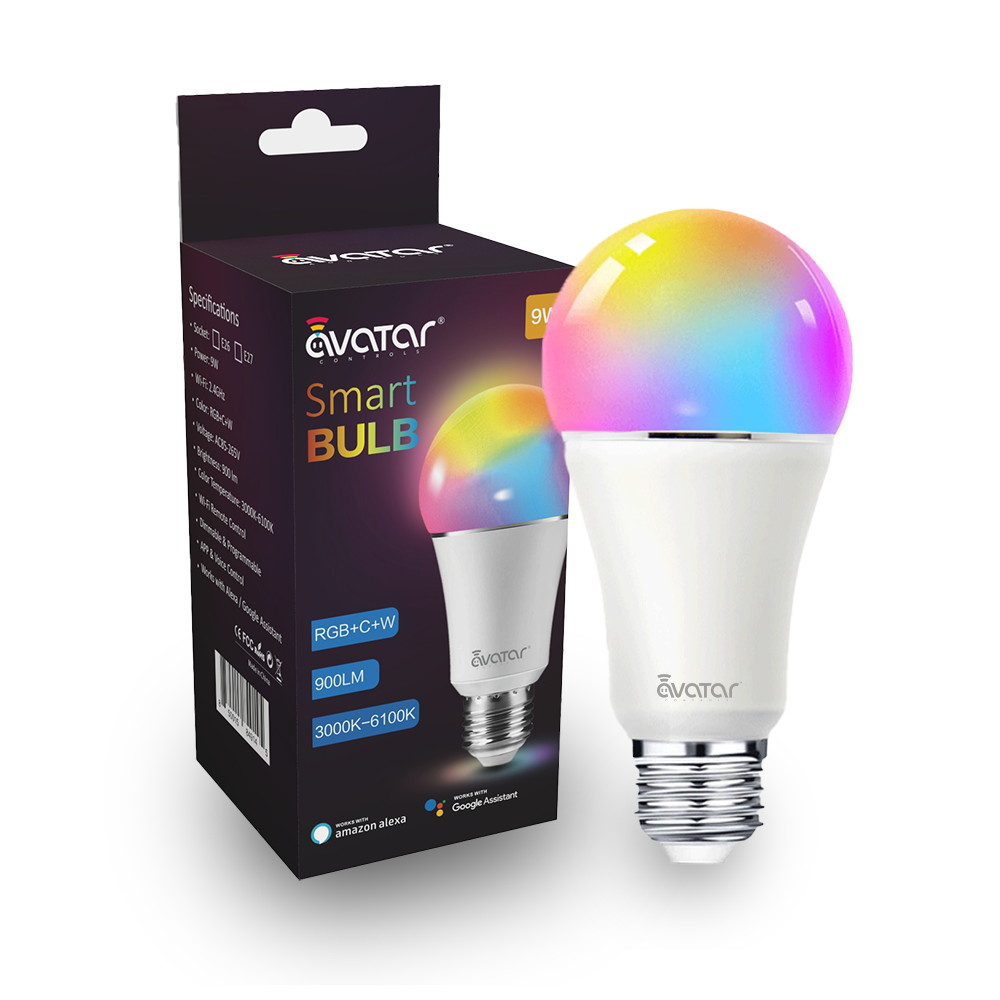 Avatar Controls Smart LED Light Bulb, Alexa Light Bulbs WiFi Dimmable Work with Google Home/Amazon Alexa RGBW Color Changing Lights, No Hub Required 9W E26 B22