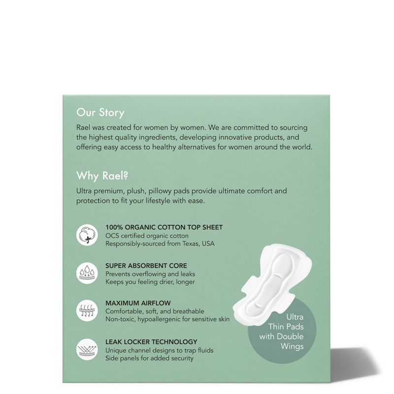 Rael Organic Cotton Large Menstrual Pads - Unscented  12ct