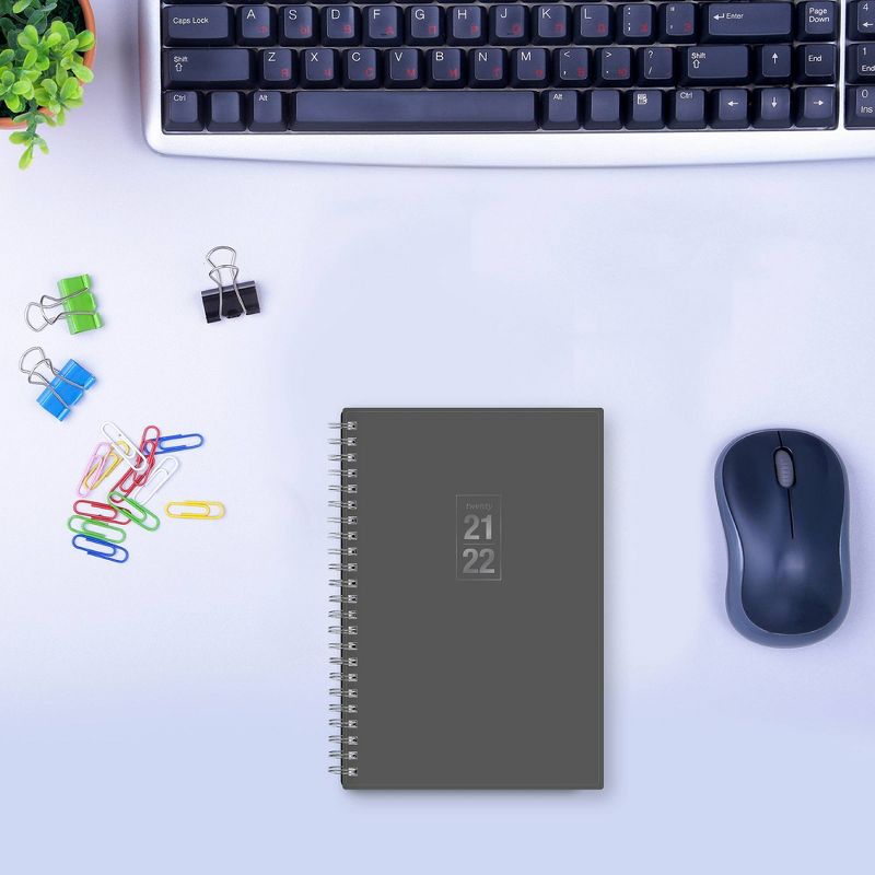 2021-22 Academic Planner 5" x 8" Frosted Wirebound Daily/Monthly Solid Gray - Blue Sky