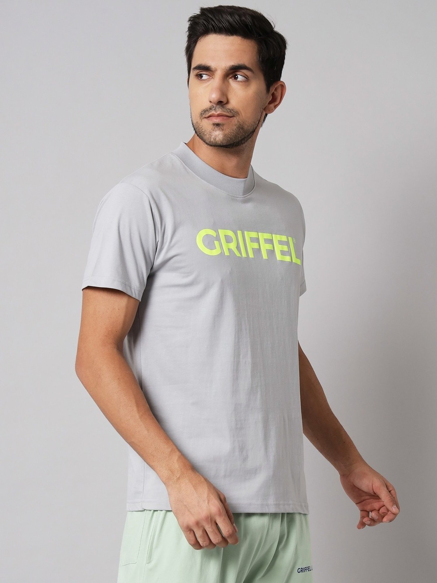 Griffel Grey Cotton Loose Fit Printed T-Shirt