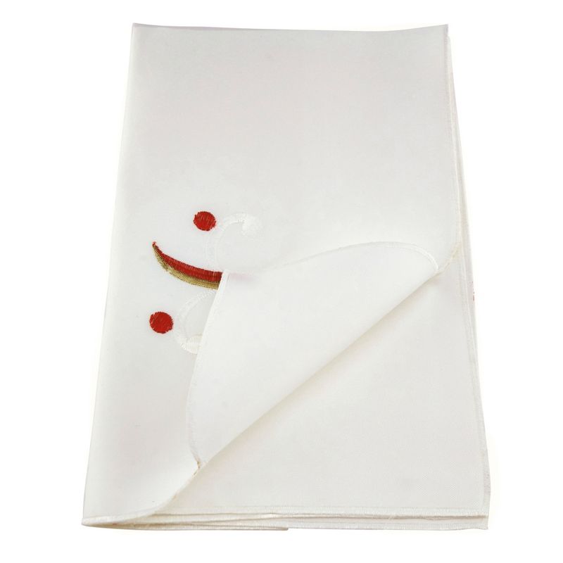 Saro Lifestyle Candy Cane Inspried Stripe Border Christmas Holiday Napkins (Set of 4)