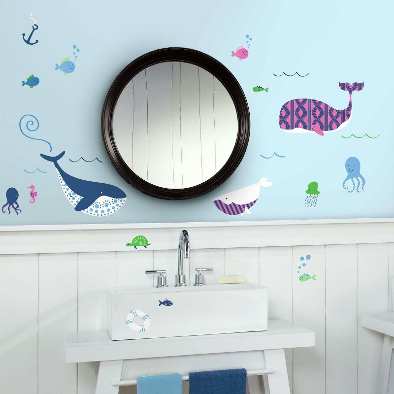 Sea Whales Peel and Stick Wall Decal - RoomMates