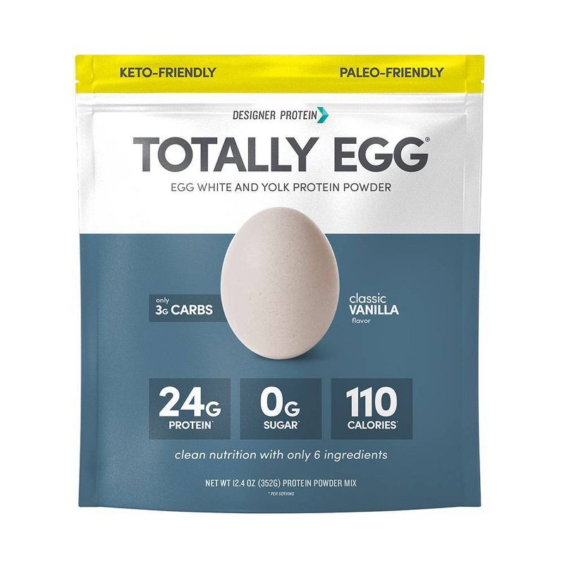 Designer Protein Totally Egg Protein Powder - Classic Vanilla - 12.4oz
