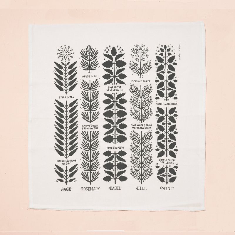Modern Sprout Tea Towels - 3pk + Herb Pull and Pinch Dish