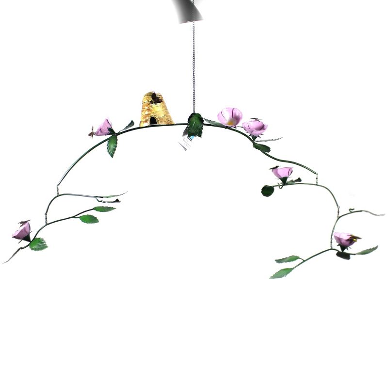Home & Garden 44.5" Bee Skep & Flowers Kinetic Sculpture Gold Crest Distributing  -  Decorative Garden Stakes