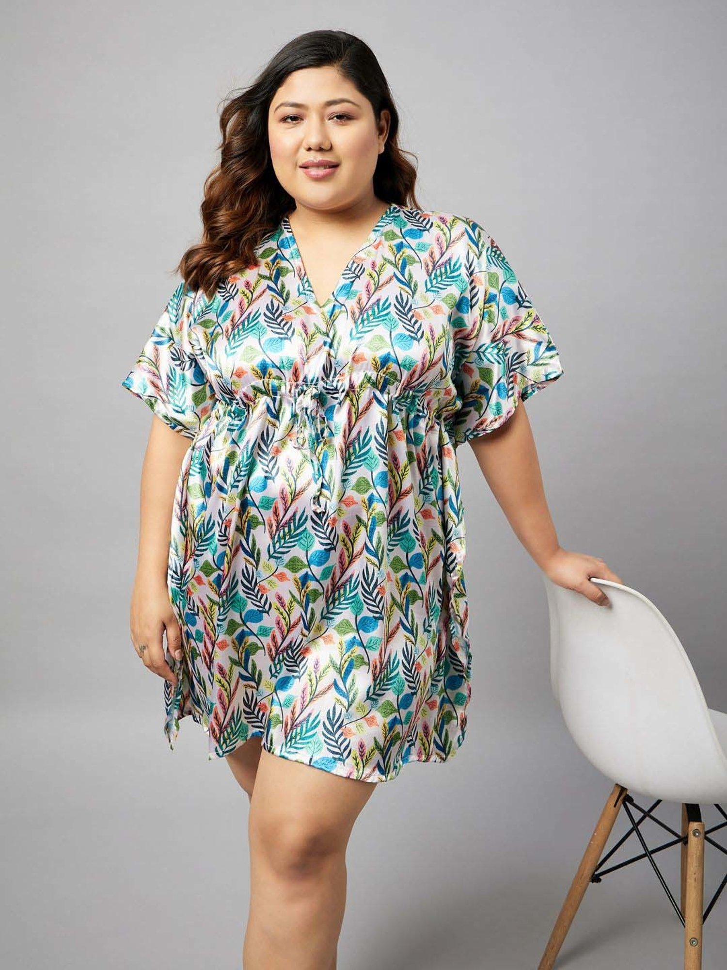 Secrets By ZeroKaata Green Printed Kaftan