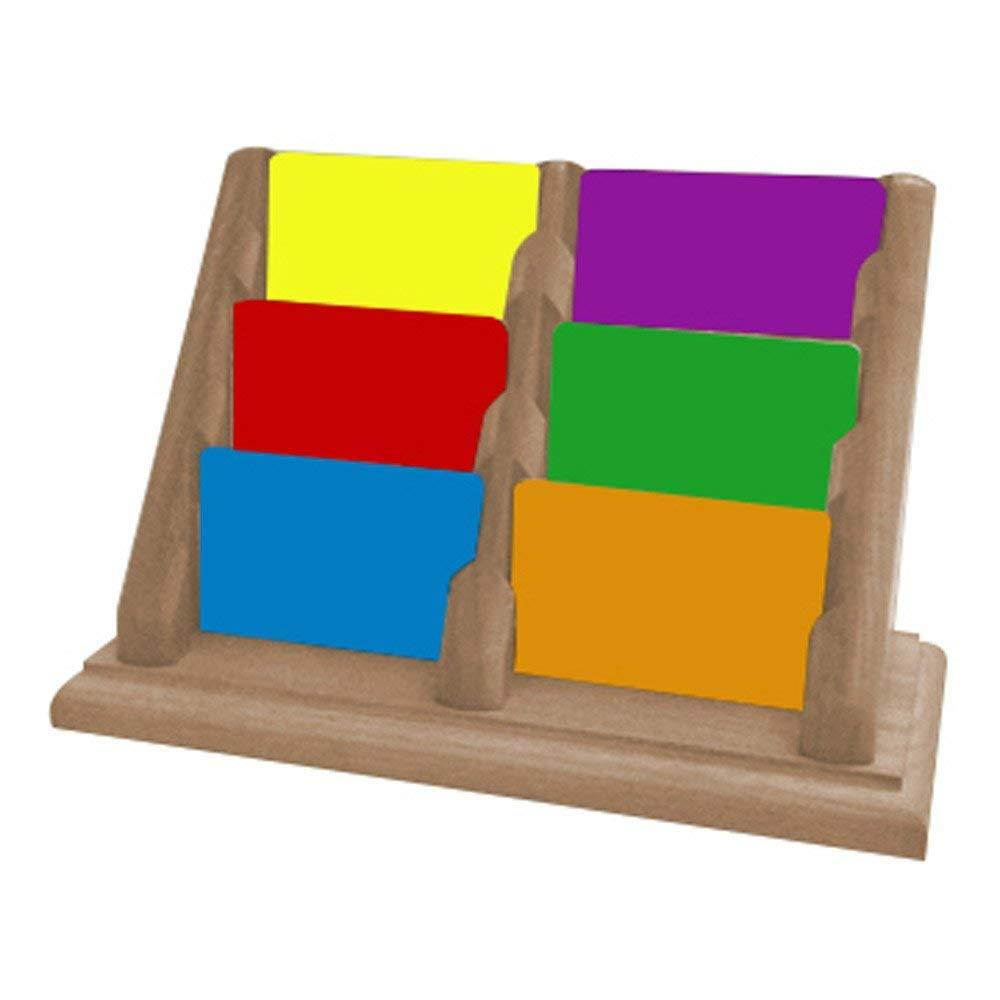 Wooden Mallet 3-Pocket Countertop Business Card Holder, Medium Oak