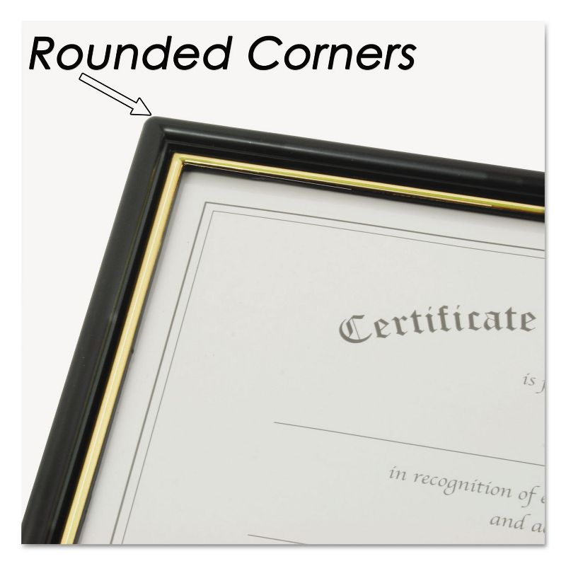 Nudell EZ Mount Document Frame with Trim Accent Plastic 8-1/2 x 11 Black/Gold 11880
