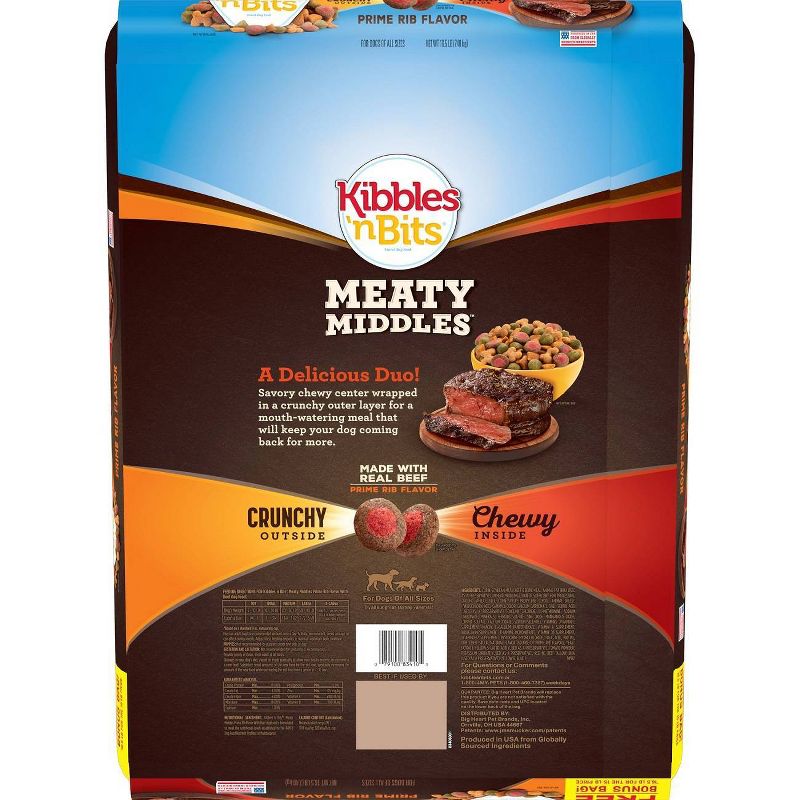 Kibbles 'n Bits Meaty Middles Prime Rib Flavor Adult Complete & Balanced Dry Dog Food - 16.5lbs