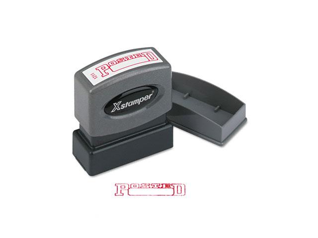 Xstamper ECO-GREEN 1211 Title Message Stamp, POSTED, Pre-Inked/Re-Inkable, Red